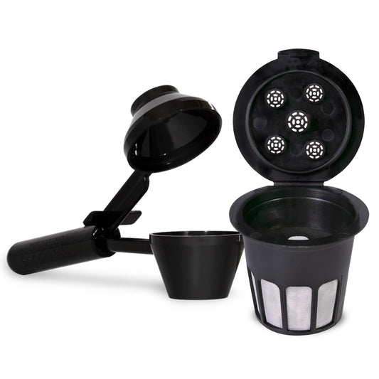 Cafe Supreme Reusable Single Serve Coffee Filter K Cup Pod + EZ-Scoop Coffee Scoop with Funnel | Compatible with Keurig K Supreme (Plus) Coffee Maker