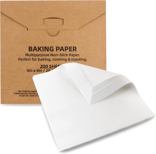 200 Pcs Skiennix 8x8 Inch Parchment Paper Sheets - Food Grade Non-Stick Baking Liners for Cake Pans & Air Fryers