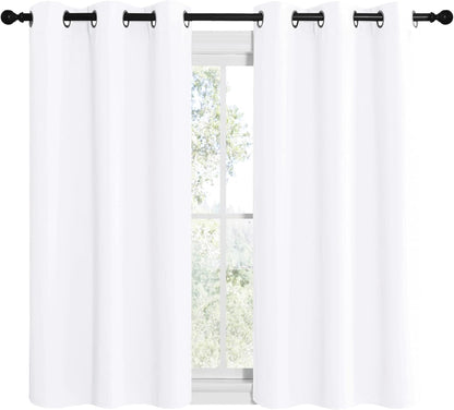 NICETOWN White Window Curtain Panels - 50% Light Blocking for Bedroom & Dining Room | Set of 2 (42" x 50")