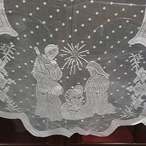 Christmas Fireplace Mantel Scarf White Lace Nativity Decor 20x90 Inches