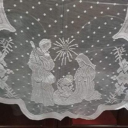 Christmas Fireplace Mantel Scarf White Lace Nativity Decor 20x90 Inches