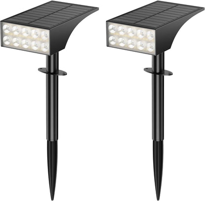 Solar Lights Outdoor Waterproof Ip68,2pack 4 Lighting Modes Solar Spot Lights Outdoor Auto On/Off Led Bulbs,Outdoor Solar Light Landscape Lighting for Garden, Yard, Pathway, House,Lawn,Tree