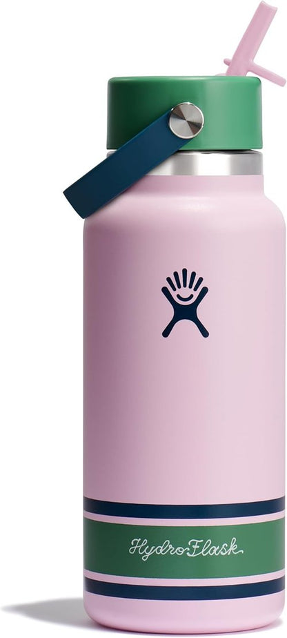 Hydro Flask Water Bottle - Insulated Stainless Steel with Wide Mouth Flex Straw Lid - 32 Oz Campus Pink