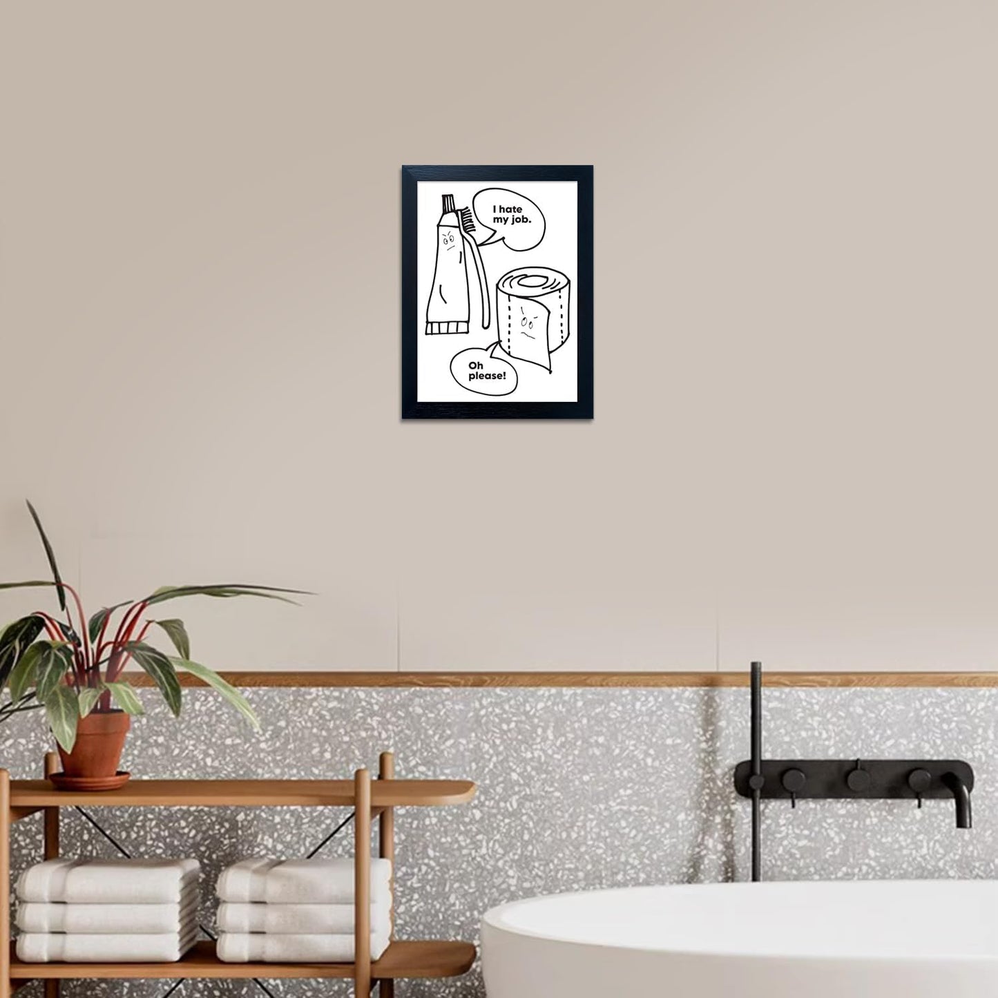 Regine Switzerland Black and White Bathroom Wall Art - Funny Quote Framed Canvas Print