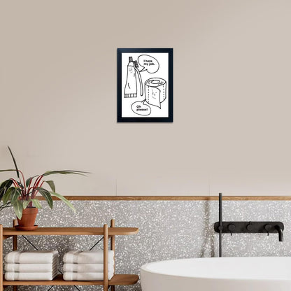 Regine Switzerland Black and White Bathroom Wall Art - Funny Quote Framed Canvas Print