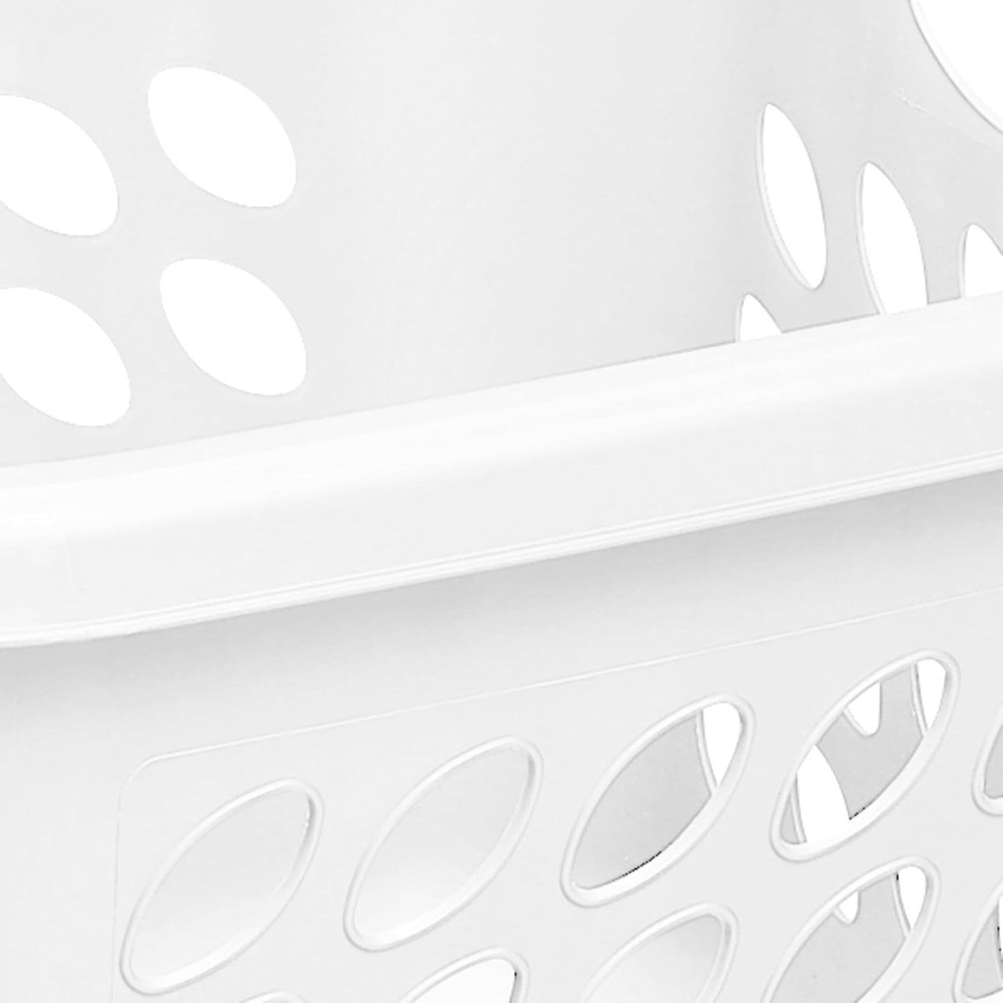 Skiennix Square Laundry Basket - Durable Plastic Hamper in White | 1.5 Bushel Capacity