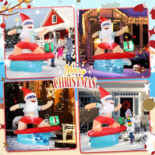 6ft Outdoor Inflatable Santa Christmas Decorations with Lights