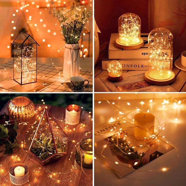 Yiaht 12-Pack Battery Operated Fairy String Lights - 7 Feet, 20 LED, Waterproof Silver Wire for Bedroom & Party Decor