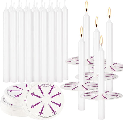 Skiennix 100 Pcs Church Candles - Unscented White Drip Protectors for Vigil Services | 5" H X 1/2" D