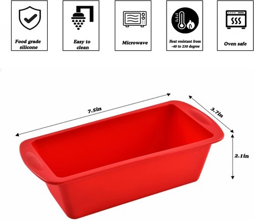 AVIDON Silicone Baking Pans Set - Nonstick Bakeware for Cakes, Loaf, Muffins | 4-Piece Set (7.5-Inch Loaf Pan)