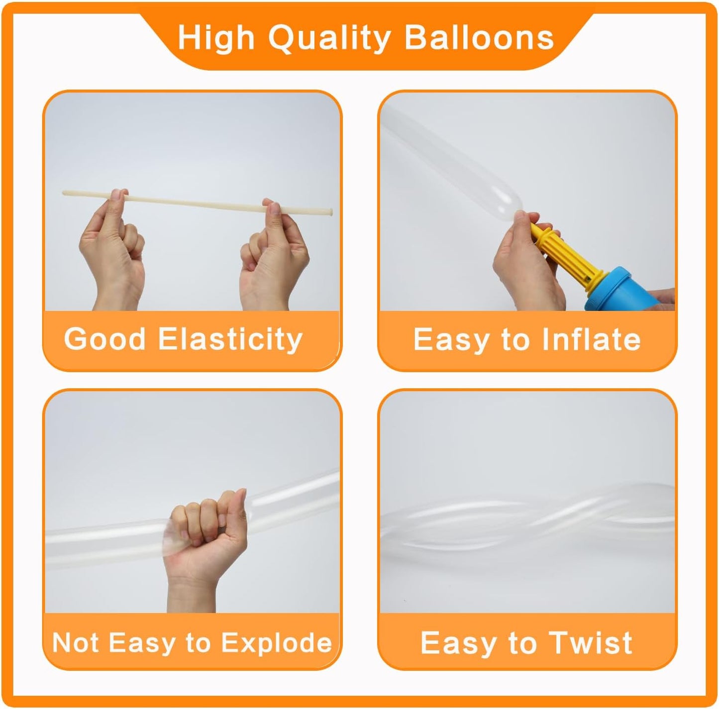 PIGETALE 100Pcs Clear 260 Latex Balloons - Transparent Twisting Balloons for Animal Modeling & Party Decor