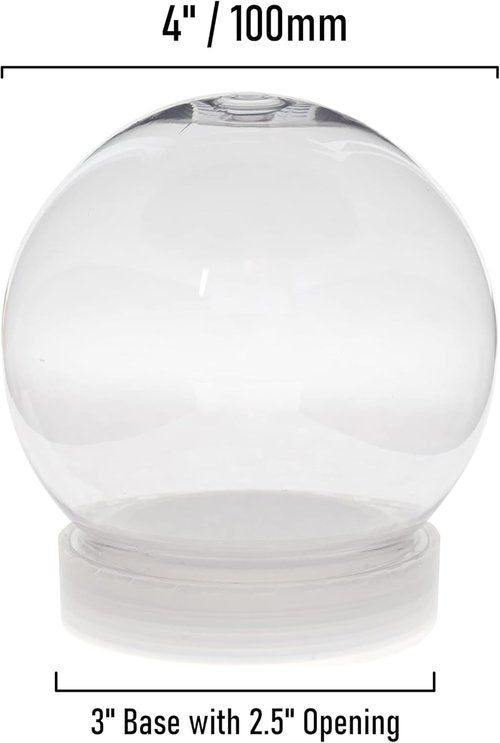 Creative Hobbies | Pack of 6 DIY Snow Globe Water Globes - 100mm Clear Plastic with Screw-Off Cap