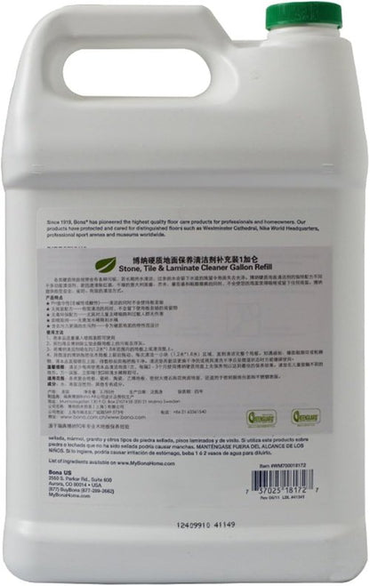 Bona Stone Tile & Laminate Floor Cleaner Refill - Family Value 1 Gallon | Powerful Cleaning Solution