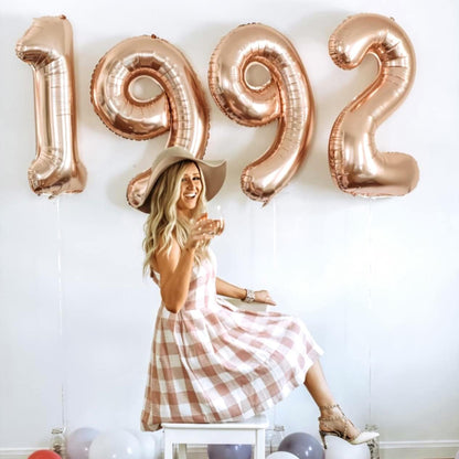 Rose Gold Number Balloons - 40-Inch Large Foil Mylar Number 7 - Self-Inflating for Birthday & Graduation Decor
