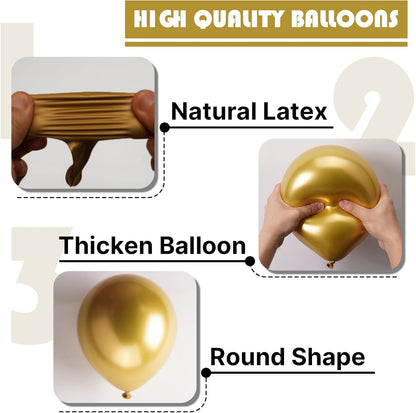 PartyWoo Metallic Gold Balloons - 50pcs Mini 5-Inch Chrome Latex for Graduation & Events | Gold-G101
