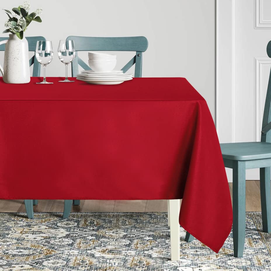 sancua Square Tablecloth - 54 x 54 Inch - Stain and Wrinkle Resistant Washable Polyester Table Cloth, Decorative Fabric Table Cover for Dining Table, Buffet Parties and Camping, Red