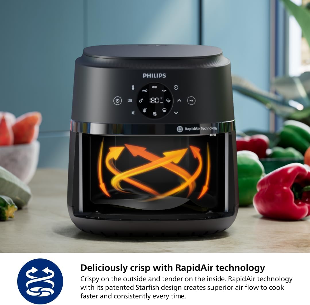 Philips Air Fryer - 13-in-1 Multi-Cooker with 6.6 Quarts Capacity & Cooking Window, Black