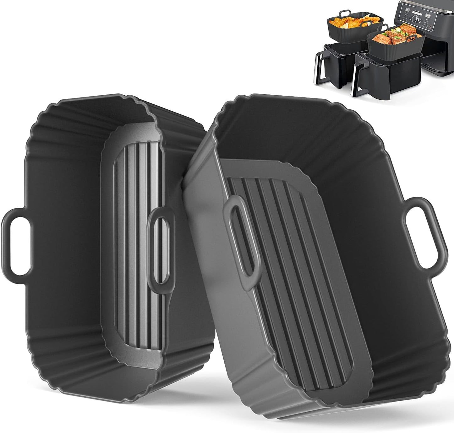 Skiennix Silicone Air Fryer Liners - Reusable for Ninja Foodi & COSORI 9QT | 2 Pack, Easy Clean