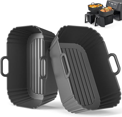 Skiennix Silicone Air Fryer Liners - Reusable for Ninja Foodi & COSORI 9QT | 2 Pack, Easy Clean