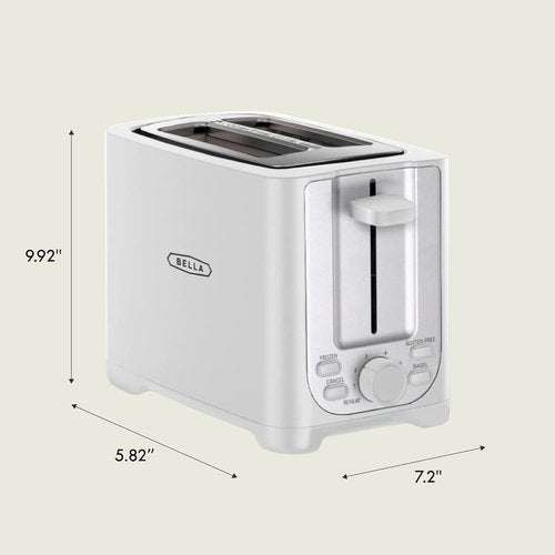 Bella 2 Slice Toaster - Extra Wide Slots, Auto Shut Off & Removable Crumb Tray | Toast Bread, Bagels & Waffles - White