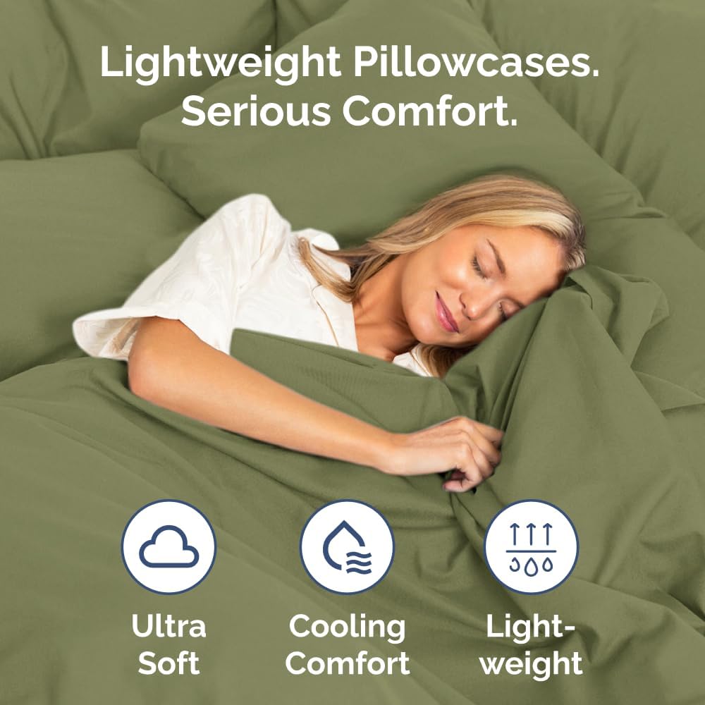 Skiennix Body Pillowcases Set of 2 | 20x54 Long Soft Covers for Sleeping & Side Sleepers - Comfy, Breathable, Wrinkle-Free, Machine Washable (Sage Green)