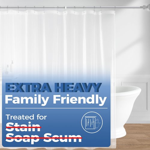 downluxe Shower Curtain Liner, PEVA Plastic Shower Liner with 3 Magnets, 72" x 72" Waterproof Bathroom Curtain, 12G Clear, 1 Pack