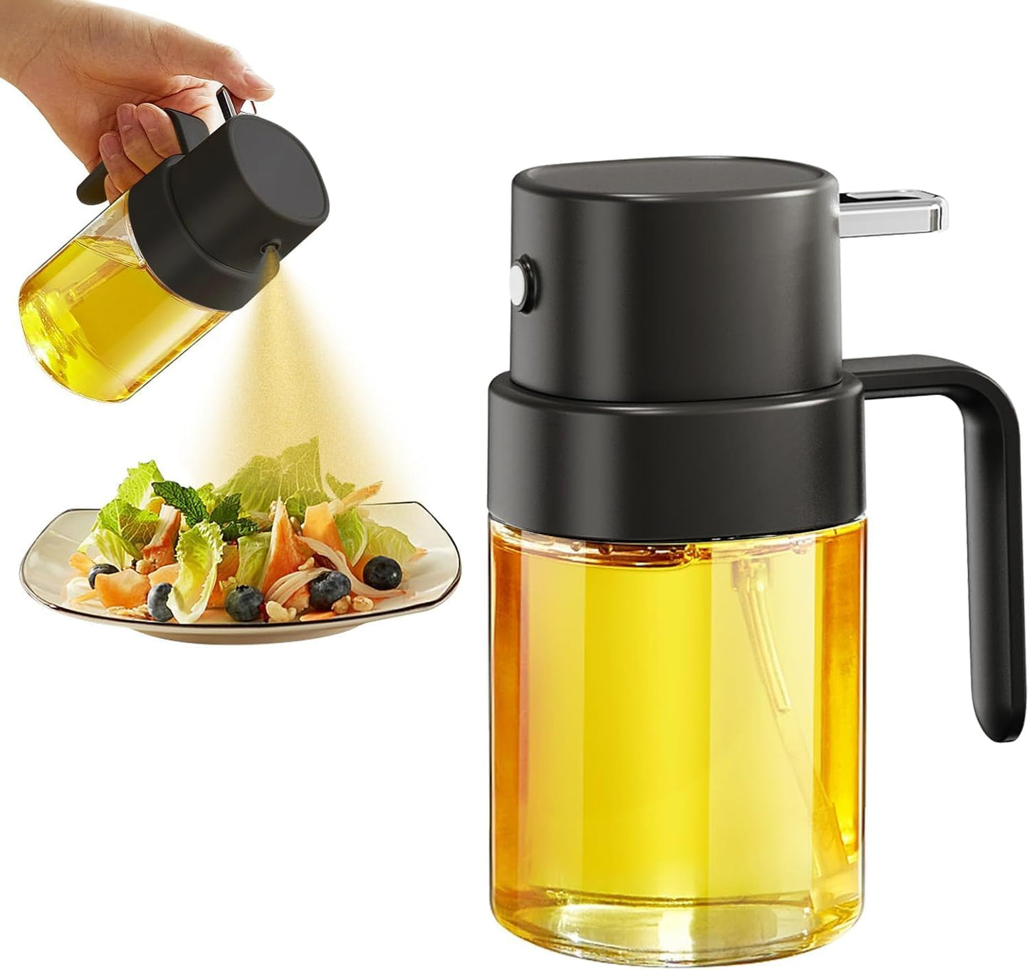 YARRAMATE Mini Oil Sprayer - 6.8 OZ Food-Grade Olive Oil Spray Bottle for Cooking & BBQ (Black)