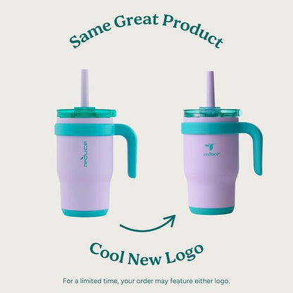 Coldee 14 Oz Kids Tumbler with Lid & Straw - Insulated, Spill-Proof Stainless Steel - Magnetic Purple