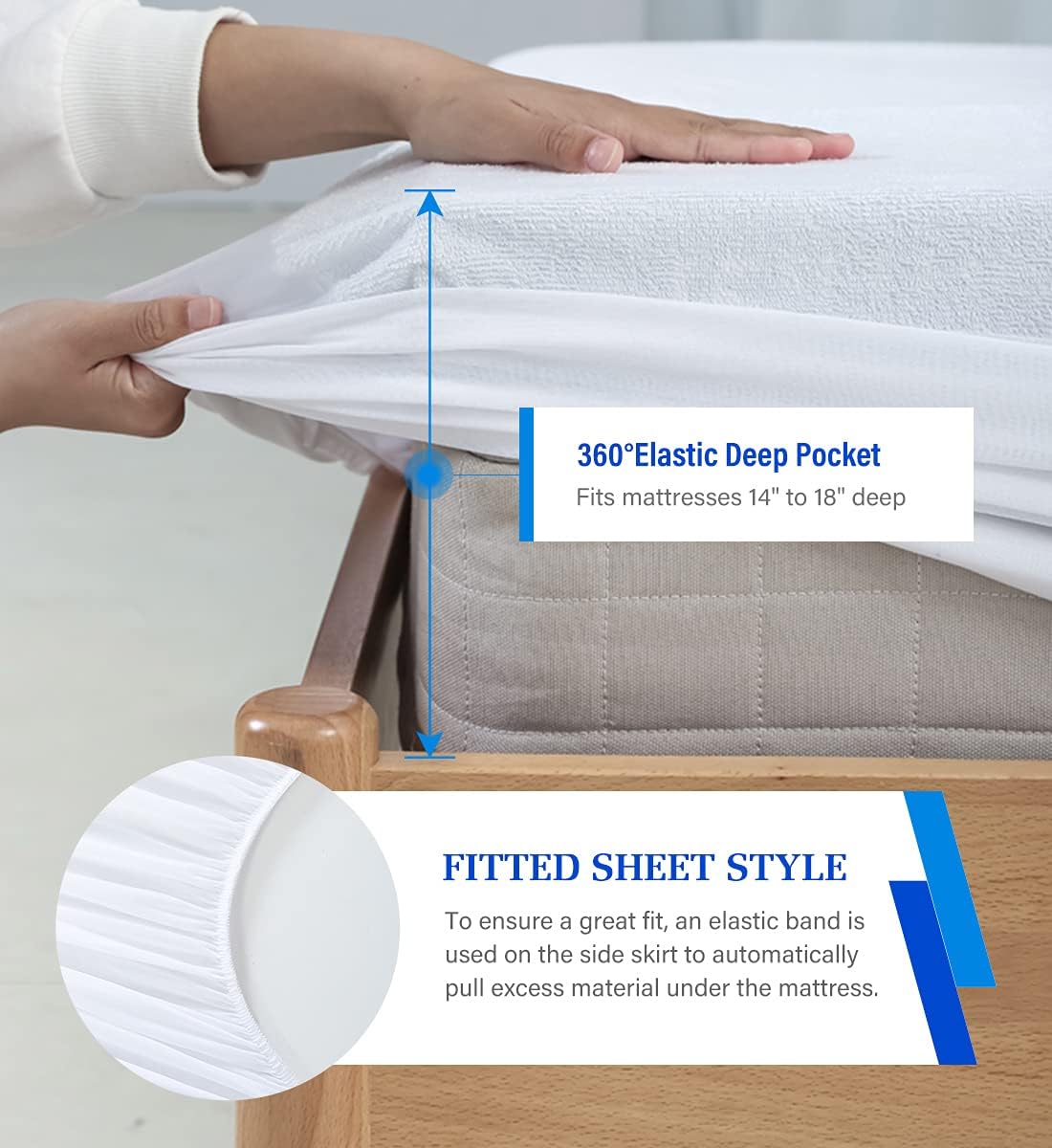 Skiennix Twin Mattress Protector - Waterproof & Soft Breathable Cover for Kids | 39"x75" Fitted Pad