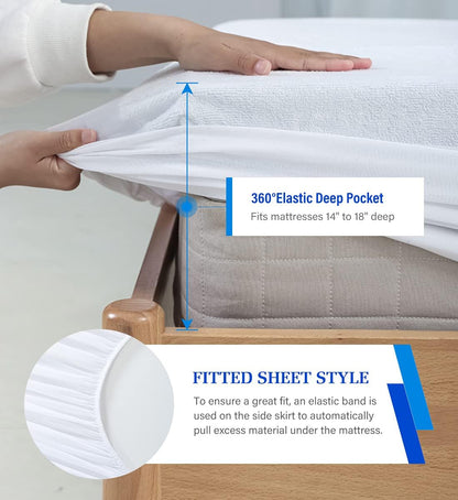 Skiennix Twin Mattress Protector - Waterproof & Soft Breathable Cover for Kids | 39"x75" Fitted Pad