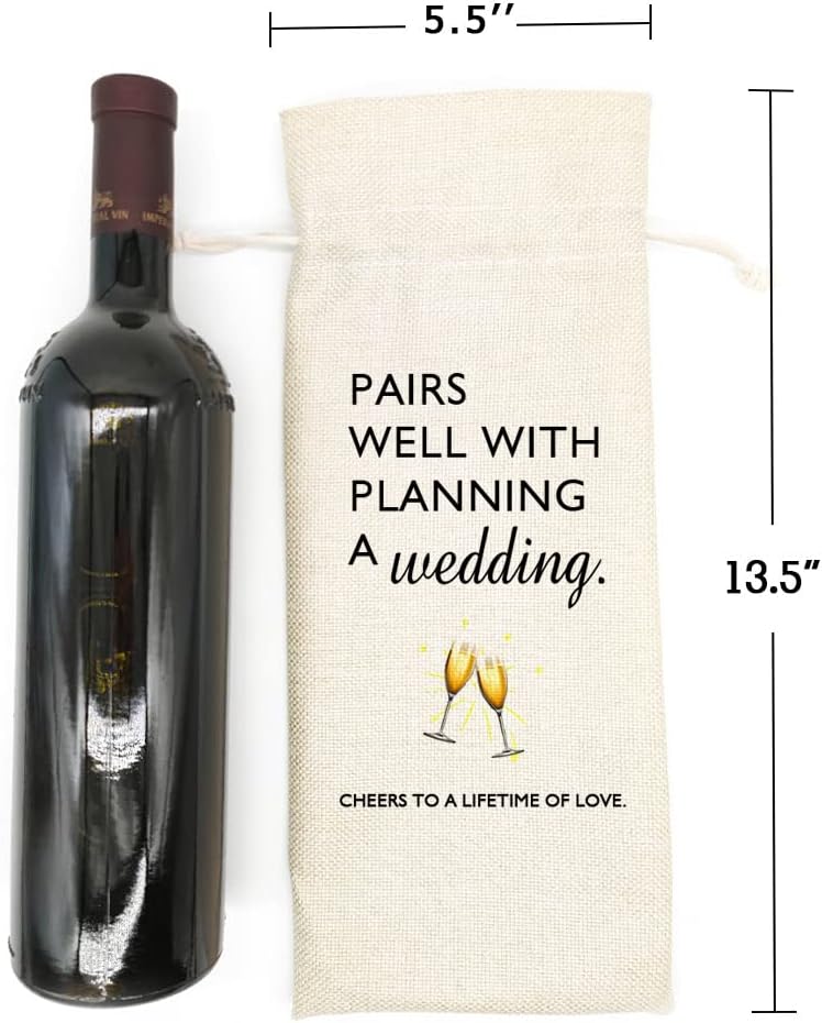 Socive Engagement Gifts for Couples, Wedding Gift Wine Bags, Engagement Gift, Bridal Shower Gift, Wedding Planning Gift, Burlap Reusable Wine Bag