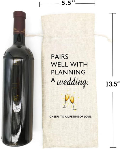 Socive Engagement Gifts for Couples, Wedding Gift Wine Bags, Engagement Gift, Bridal Shower Gift, Wedding Planning Gift, Burlap Reusable Wine Bag