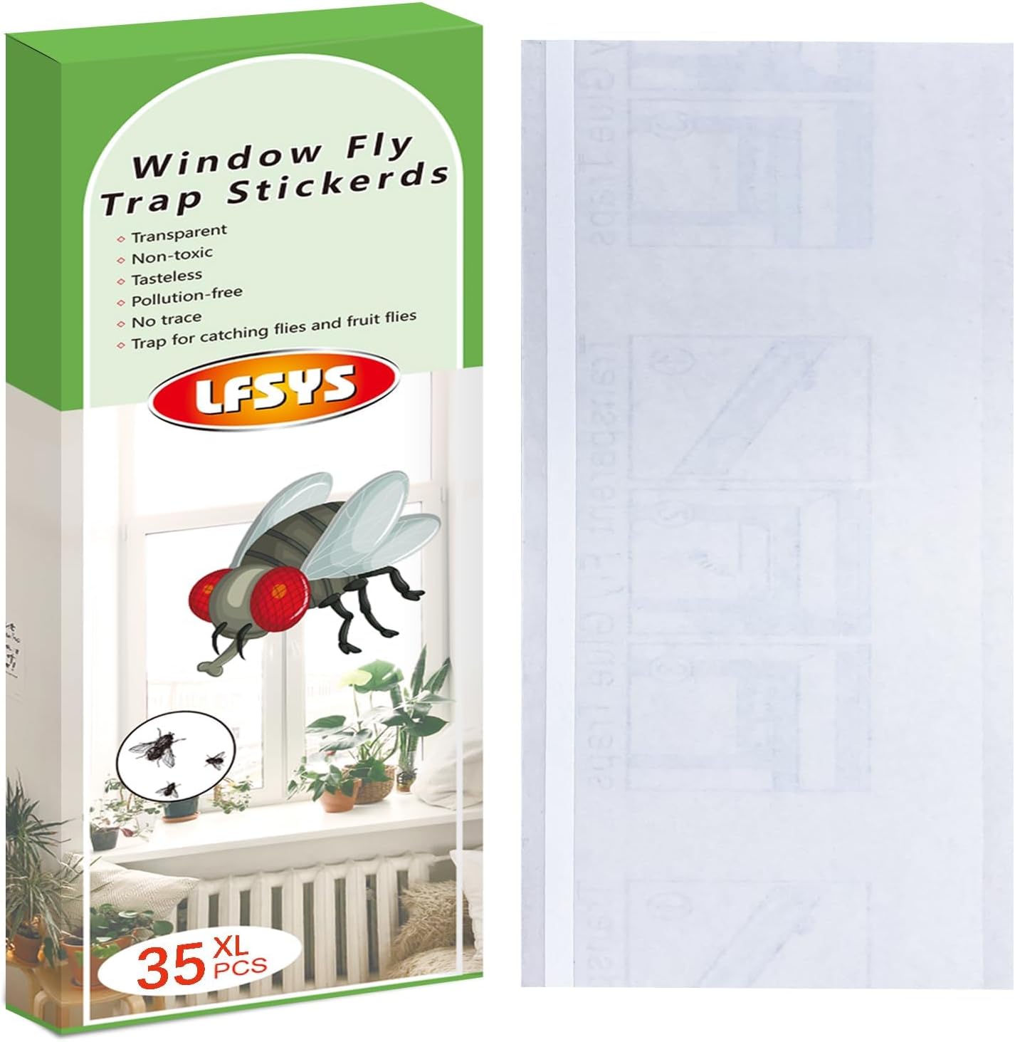 Skiennix 35XL Pack Window Fly Trap - Effective Indoor Fruit Fly Traps with Clear Sticky Strips