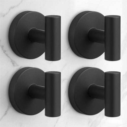 QQK Heavy Duty Suction Cup Hooks for Glass Window,Tile,Mirror,Removable Shower Hooks for Inside Shower,Metal Towel Hooks for Bathroom,4 Pack(Black)
