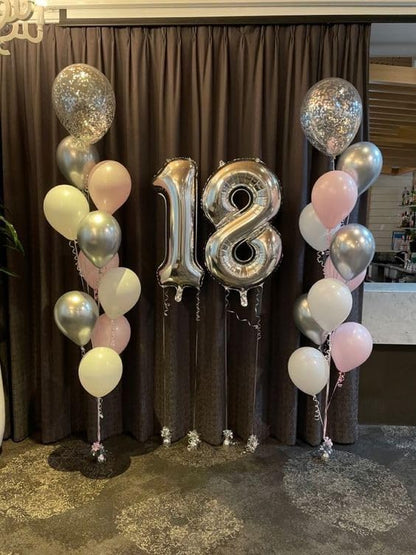 Silver Number 7 Balloon - 40 Inch Giant Foil Decoration for 7th Birthday Party Supplies