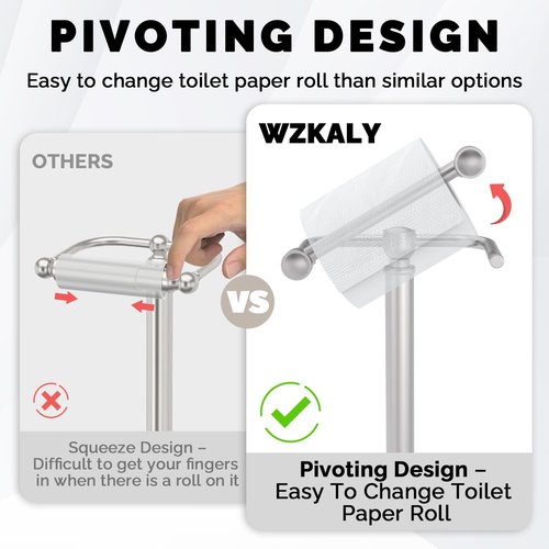 **Regine Switzerland Toilet Paper Holder - Brushed Nickel Free Standing Design with Stable Weighted Base**