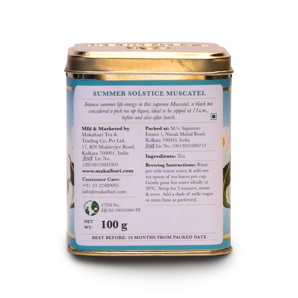 Makaibari Tea Treasures - Summer Solstice Muscatel Darjeeling Black Tea Tin Caddy Pack Of 100 Gram