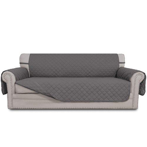 Easy-Going Reversible Couch Cover for 3 Cushion Couch Sofa Cover for Dogs Water Resistant Furniture Protector Cover with Foam Sticks Elastic Straps for Pet Cat (Sofa, Gray/Gray)
