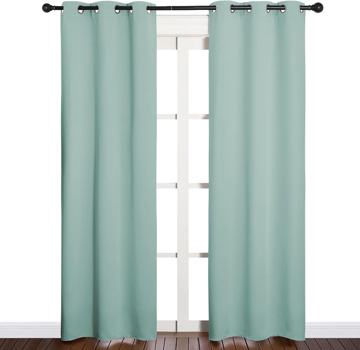 NICETOWN Thermal Blackout Curtain Panels - Insulated Grommet Drapes for Loft Windows | Aqua, 34x84 Inches (One Pair)