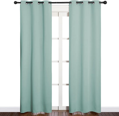 NICETOWN Thermal Blackout Curtain Panels - Insulated Grommet Drapes for Loft Windows | Aqua, 34x84 Inches (One Pair)