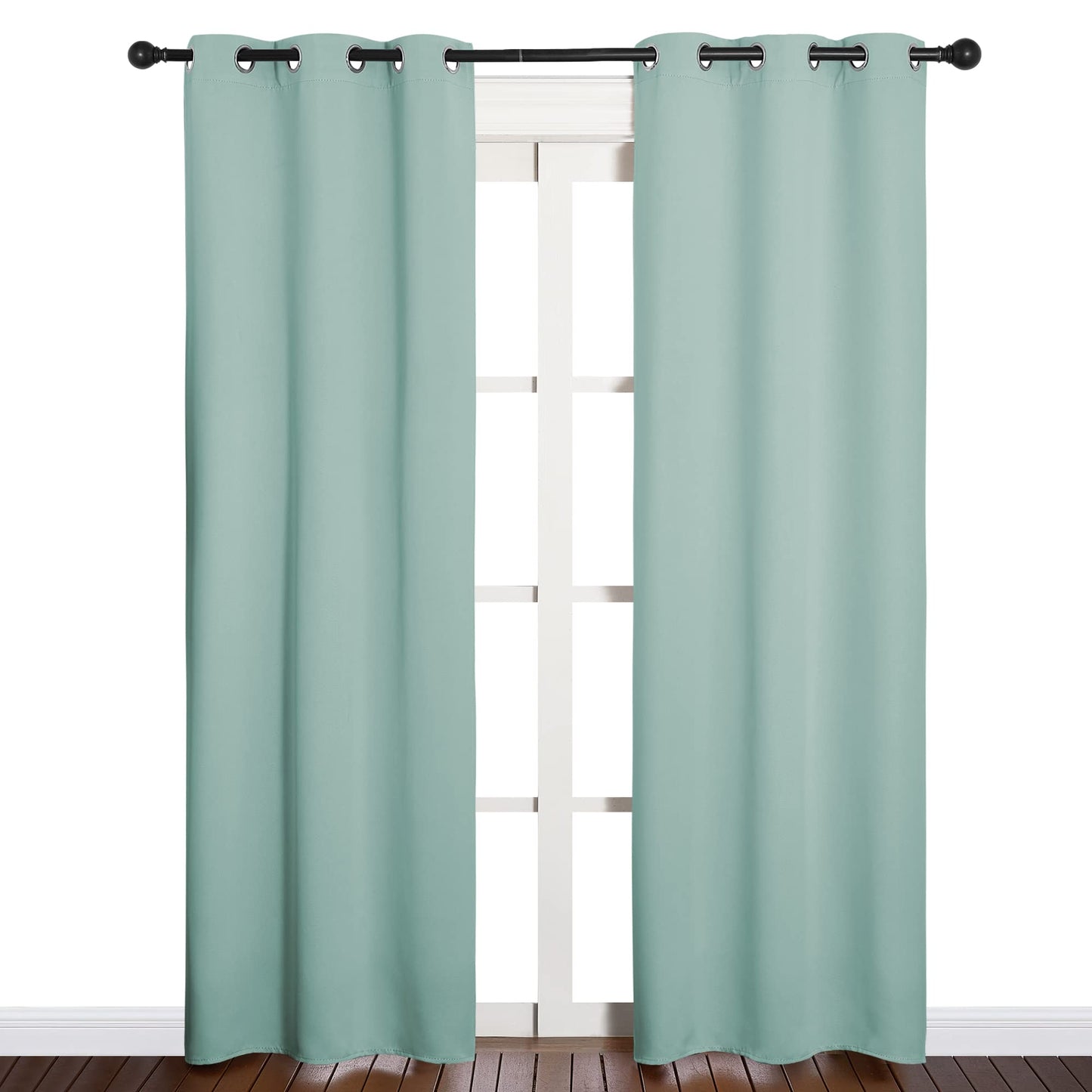 NICETOWN Window Curtain Panels, Thermal Curtains Insulated Solid Grommet Blackout Draperies/Drapes for Loft Window (Aqua, One Pair, 34 by 84-inch)