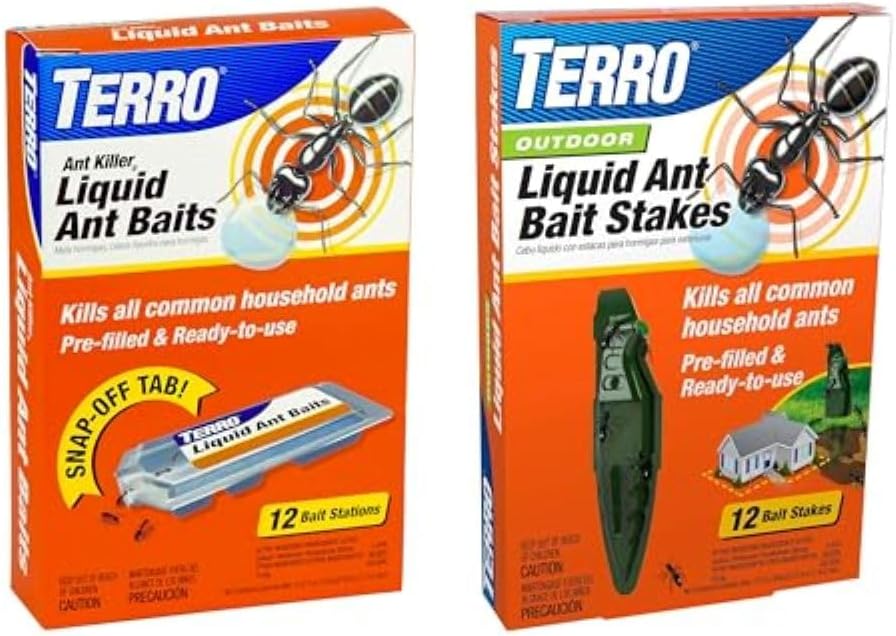 TERRO Liquid Ant Killer Bundle - 12 Bait Stations + Outdoor Ready-to-Use Ant Bait Trap - Effective Against Common Household Ants