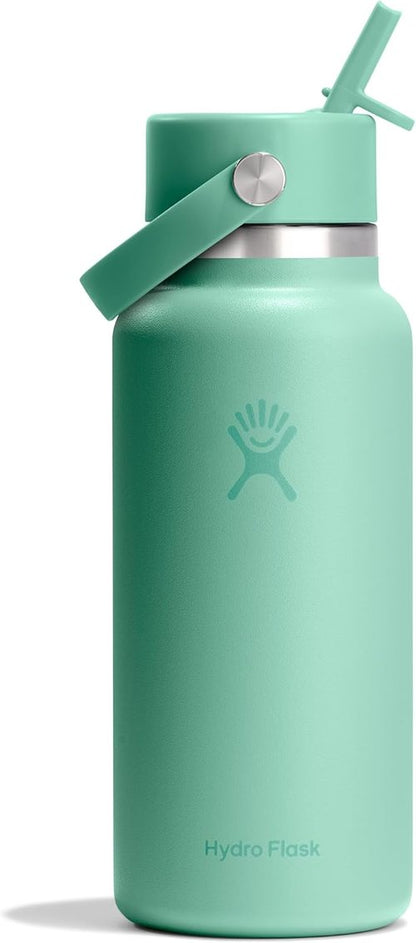 Hydro Flask Water Bottle - Insulated Stainless Steel - 32 Oz Wide Mouth with Flex Straw Lid in Mermaid Green