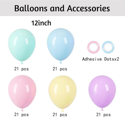 Voircoloria 105pcs Pastel Balloons - 12-Inch Latex Party Balloons for Birthdays, Weddings & Celebrations