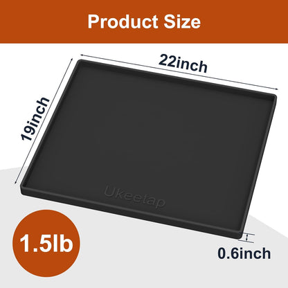 Skiennix Extra Thick Waterproof Silicone Mat - 22" x 19" Under Sink & Cabinet Liner in Black