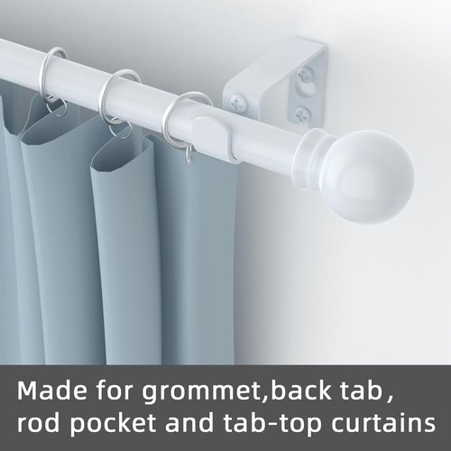 GXOACKJ Curtain Rod Set - Heavy Duty 5/8 Inch Metal Rods for Windows 32 to 48 Inch - 2 Pack White