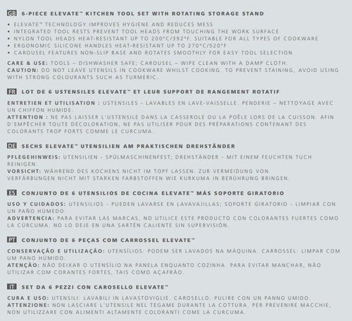 Joseph Joseph Elevate Carousel Nylon Kitchen Utensil Set with Rotating Storage Stand, 6-piece, Sky,Blue