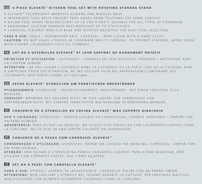 Joseph Joseph Elevate Carousel Nylon Kitchen Utensil Set with Rotating Storage Stand, 6-piece, Sky,Blue