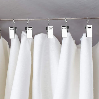 Skiennix 50 PCS Heavy Duty Curtain Hooks - Stainless Steel Clips for Home Decor & Art Display (Silver)