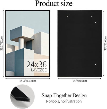 Lavezee 24x36 Poster Frames - Lightweight 6-Pack for Displaying Photos & Artwork on Walls